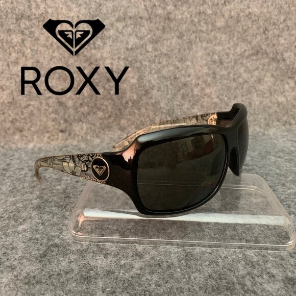 ROXY RX5150/868 Women’s Shyme Shiny Black/Crystal Flower/Grey Sunglasses - Picture 1 of 13